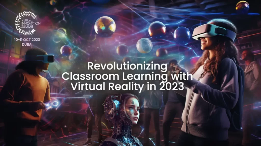 Students using VR headsets in a classroom
