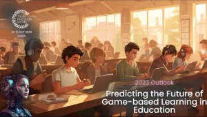Students in a classroom engaging with educational games on their devices